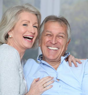 Couple with clean teeth